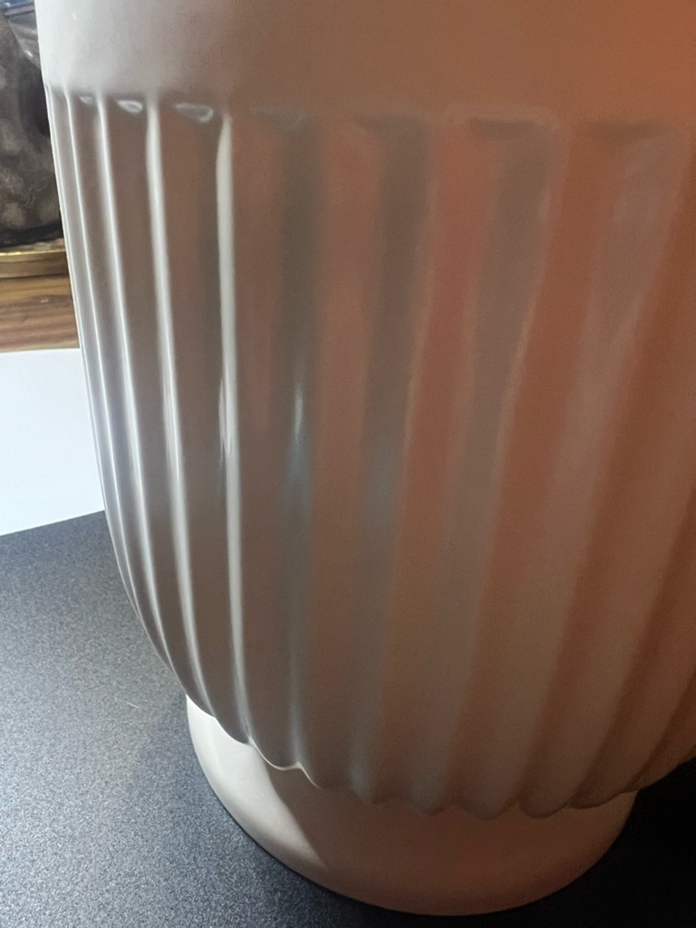 White Ribbed Ceramic Planter - Picture 5 of 5